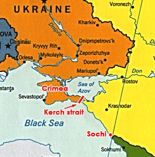 Kerch strait, Sochi - map